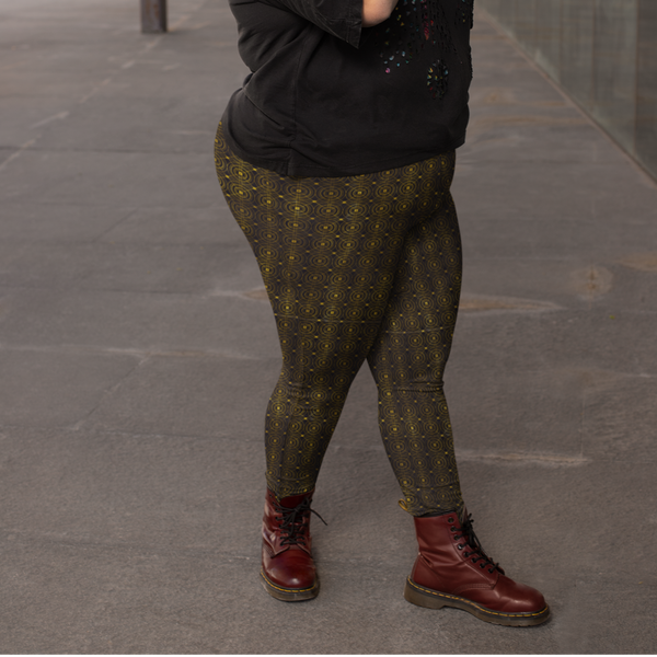 Gold Circles Black Leggings