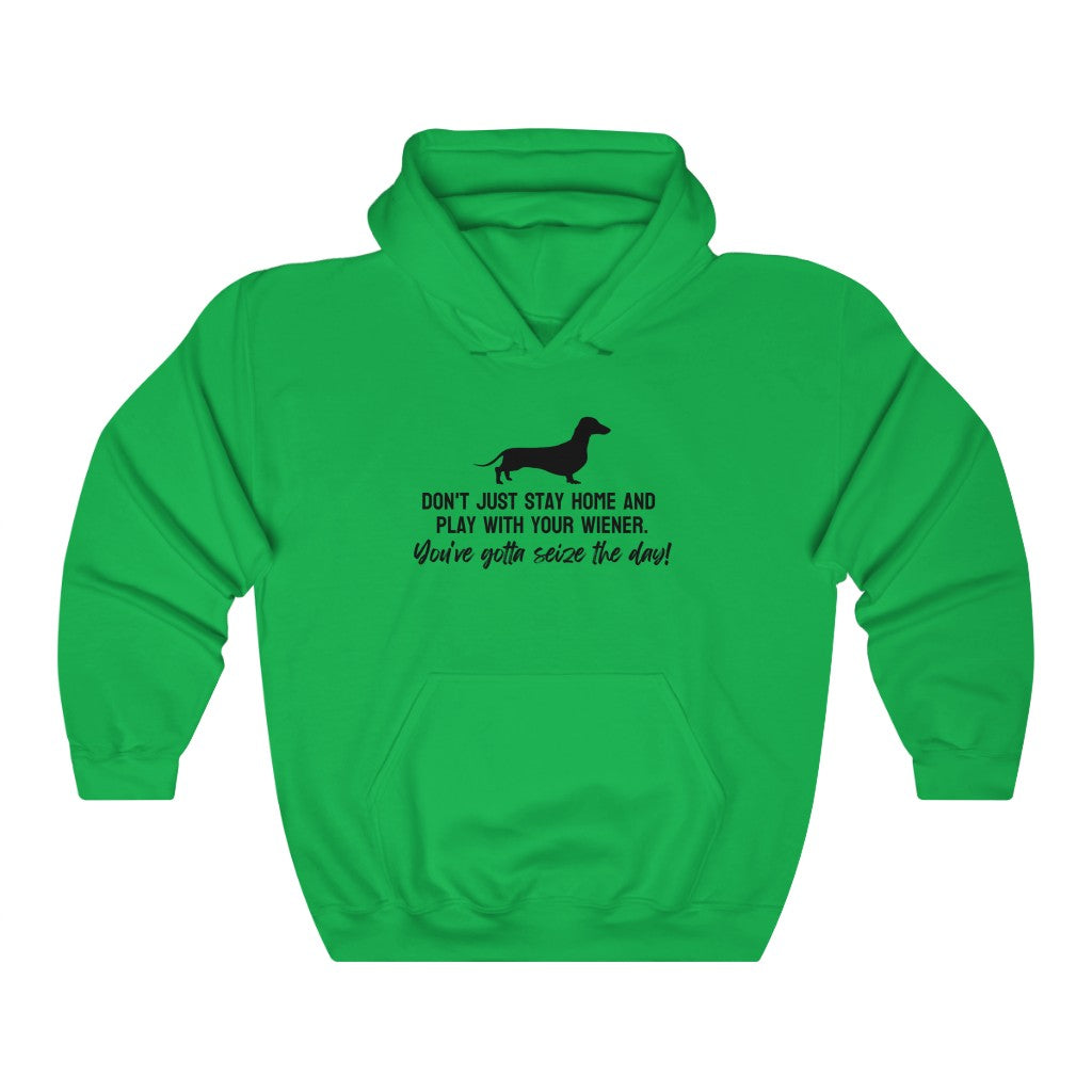 Don't just stay home and play with your wiener. You've gotta seize the day! Hoodie
