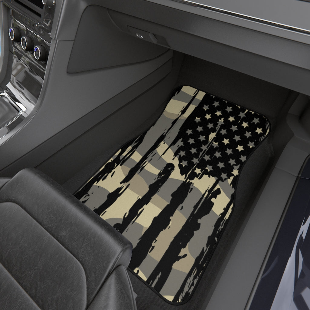Distressed US Flag Camouflage Car Mats (Set of 4)