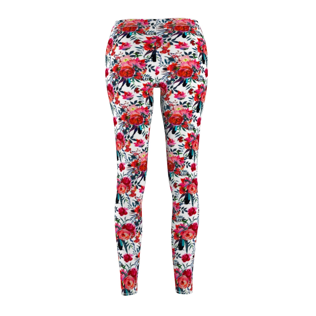 Cranberry and Navy Floral Leggings