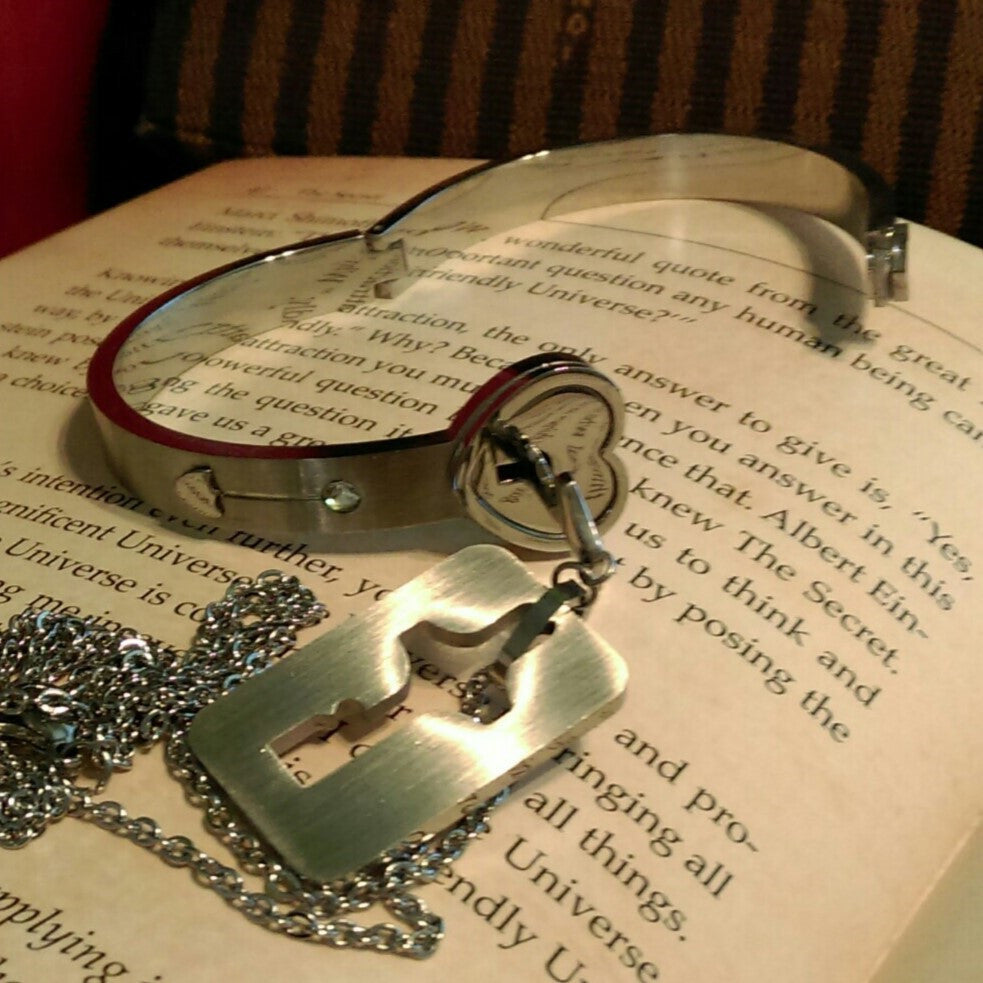 Heart Bracelet with Key Necklace // Couple's Bracelet & Necklace Set