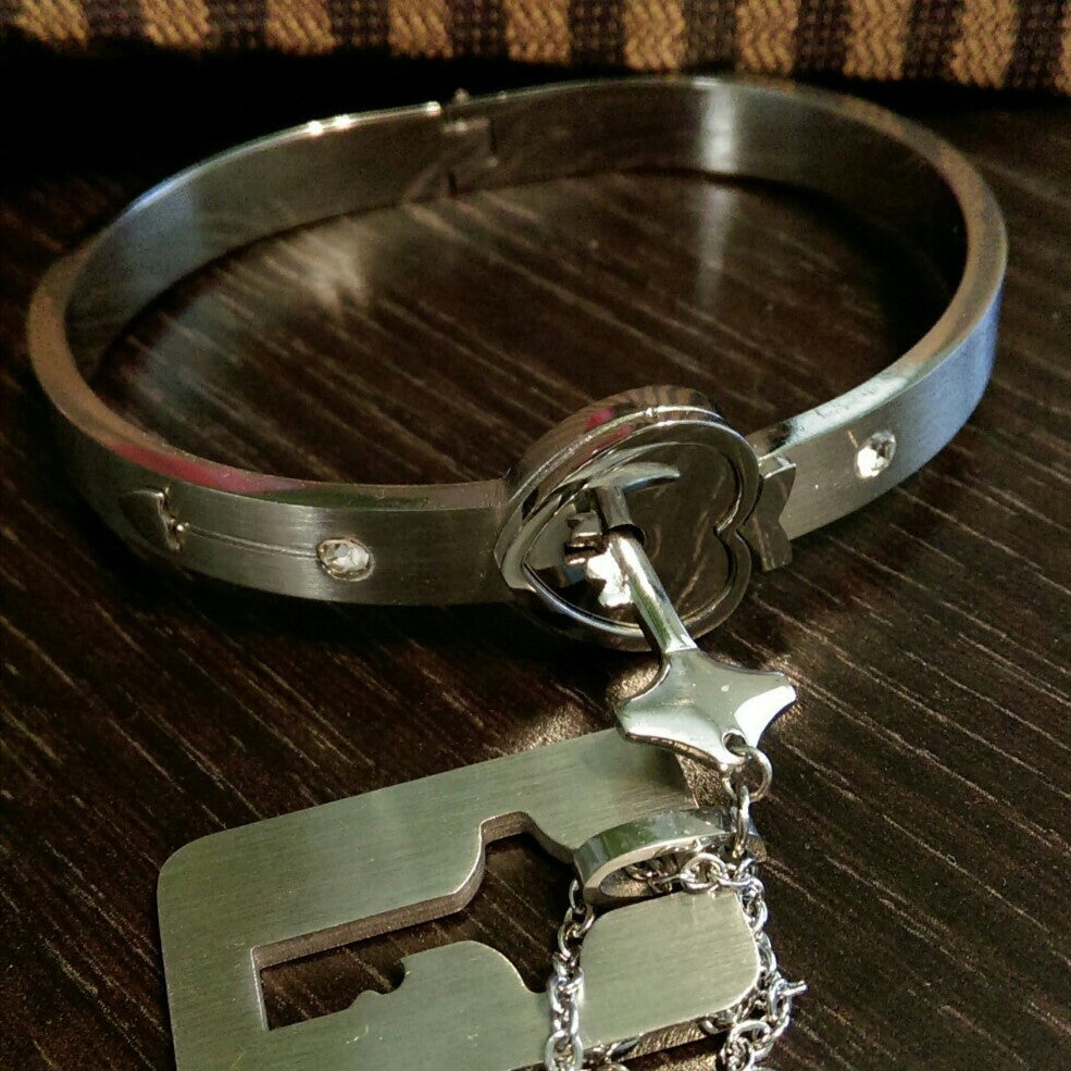 Lock Bracelet and Key Necklace Set