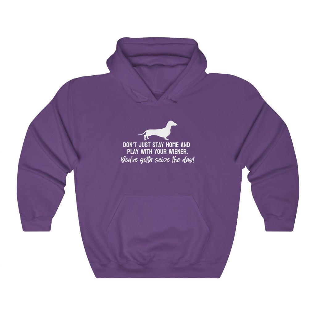 Don't just stay home and play with your wiener. You've gotta seize the day! Hoodie