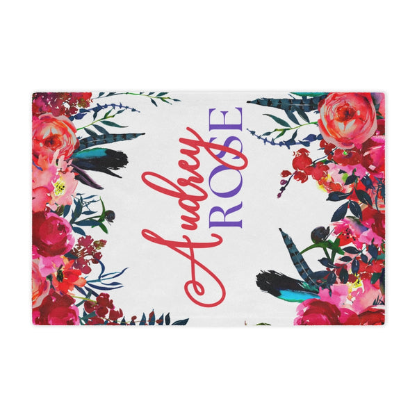 Floral Personalized Girl Name Minky Blanket // Custom Baby Girl Blanket