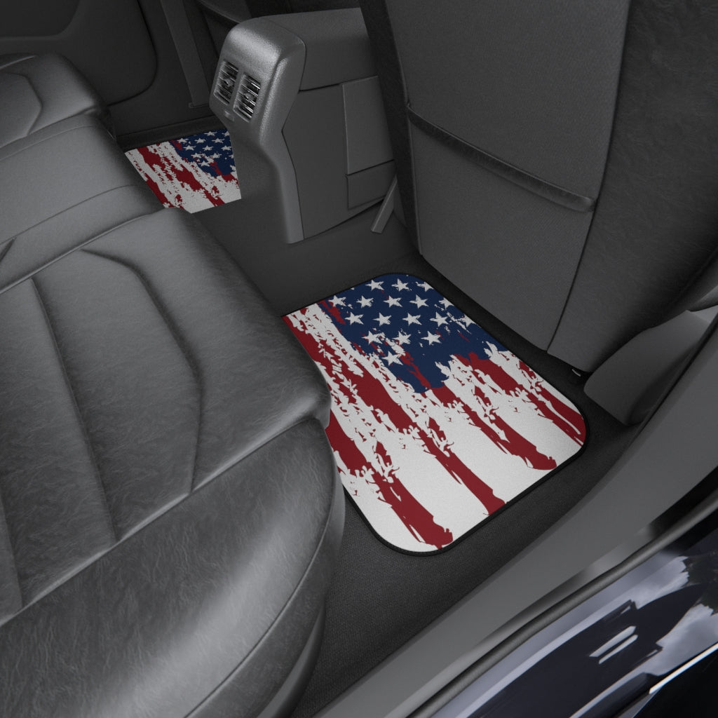 Distressed US Flag Car Mats (Set of 4)