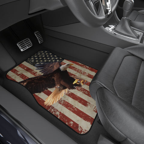 Distressed US Flag with Eagle Car Mats (Set of 4)