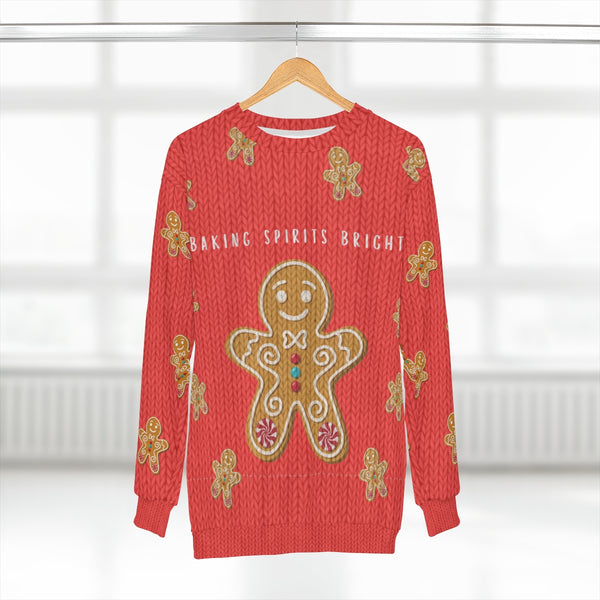 Baking Spirits Bright Faux Knit Sweater // Gingerbread Man