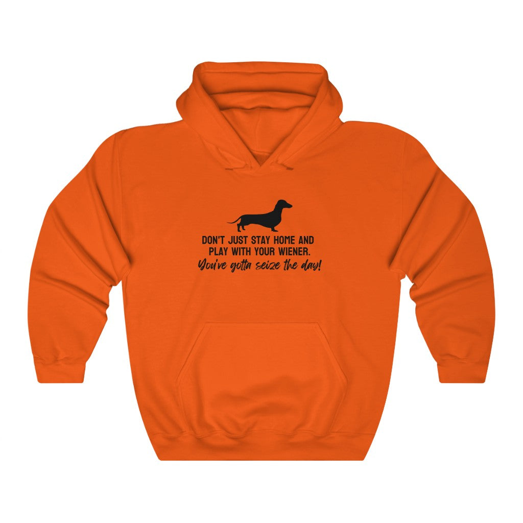 Don't just stay home and play with your wiener. You've gotta seize the day! Hoodie