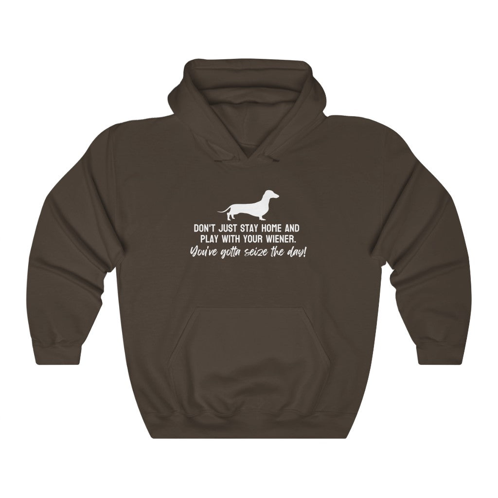 Don't just stay home and play with your wiener. You've gotta seize the day! Hoodie