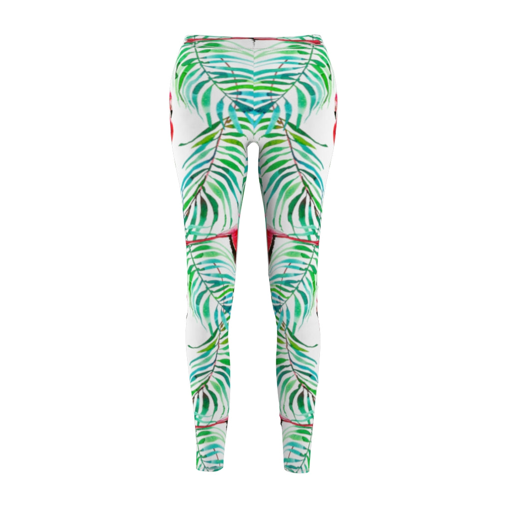 Flamingos and Tropical Leaves Leggings