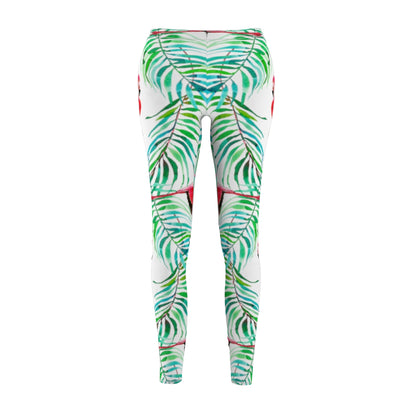 Flamingos and Tropical Leaves Leggings