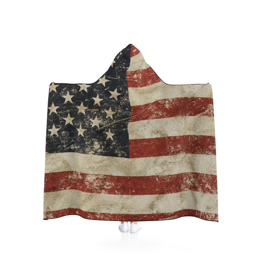 Distressed US Flag Hooded Blanket
