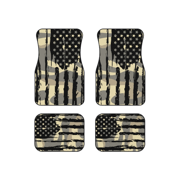 Distressed US Flag Camouflage Car Mats (Set of 4)