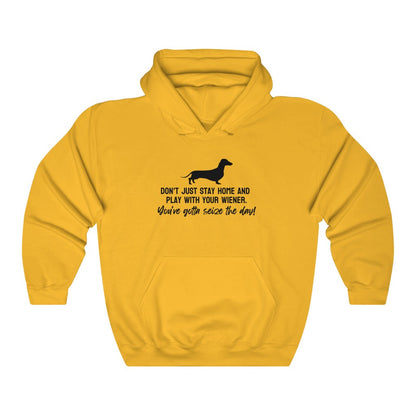 Don't just stay home and play with your wiener. You've gotta seize the day! Hoodie