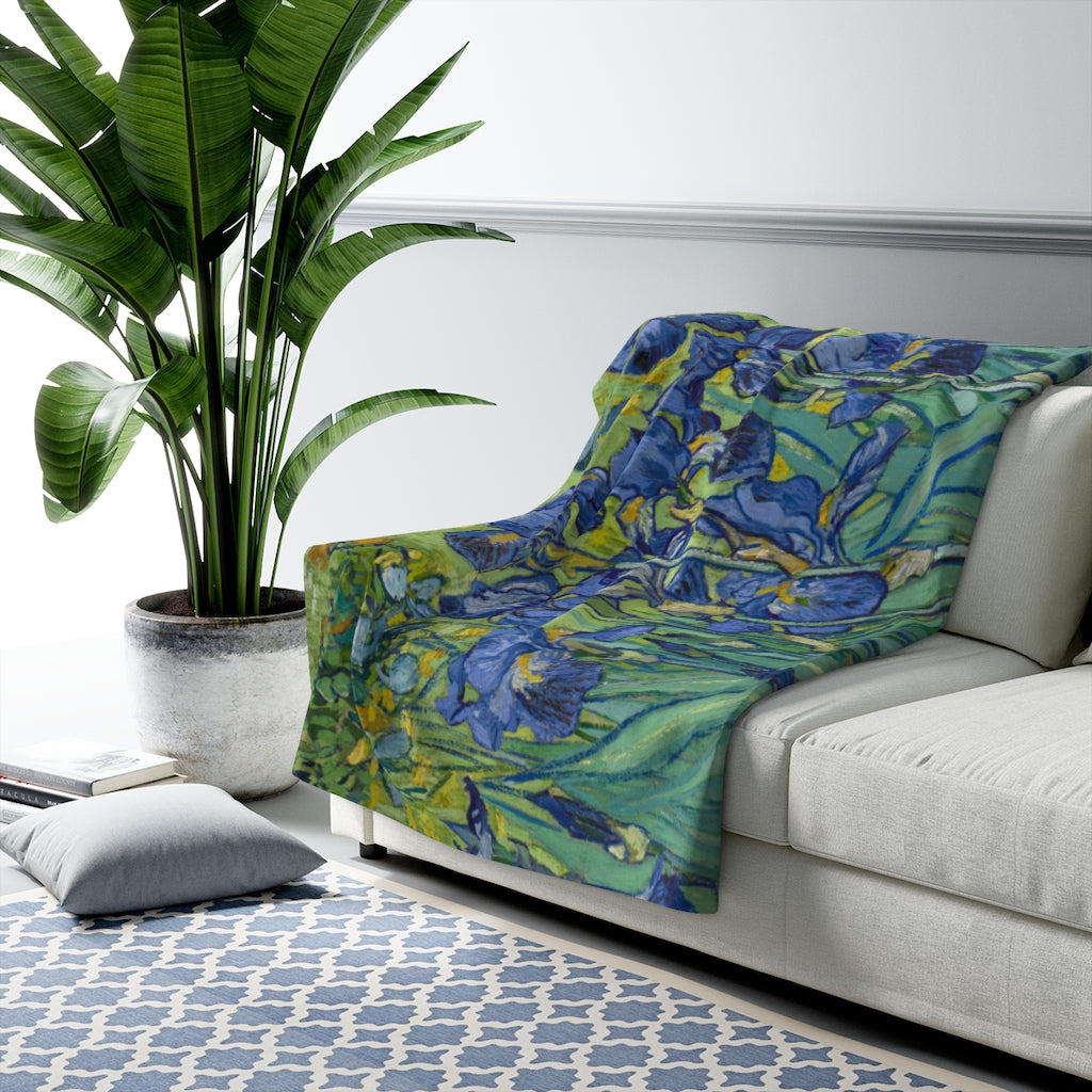 Vincent Van Gogh Irises Sherpa Fleece Blanket