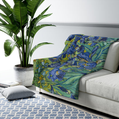 Vincent Van Gogh Irises Sherpa Fleece Blanket