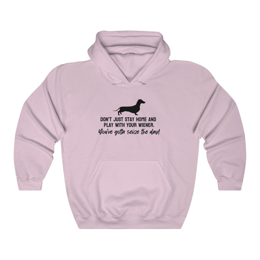 Don't just stay home and play with your wiener. You've gotta seize the day! Hoodie