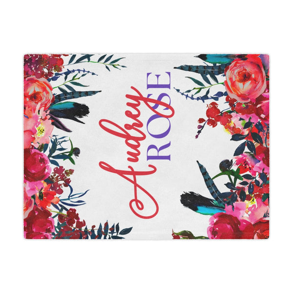 Floral Personalized Girl Name Minky Blanket // Custom Baby Girl Blanket