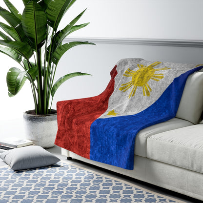 Distressed Filipino Flag Sherpa Fleece Blanket