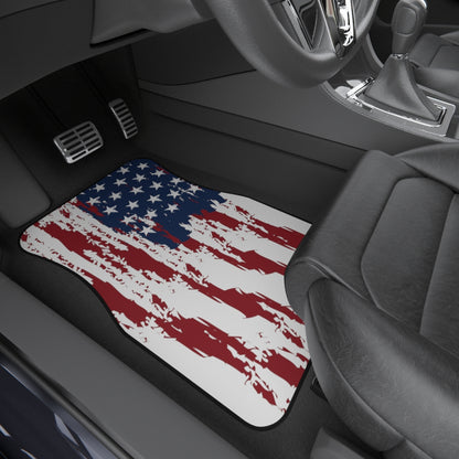 Distressed US Flag Car Mats (Set of 4)