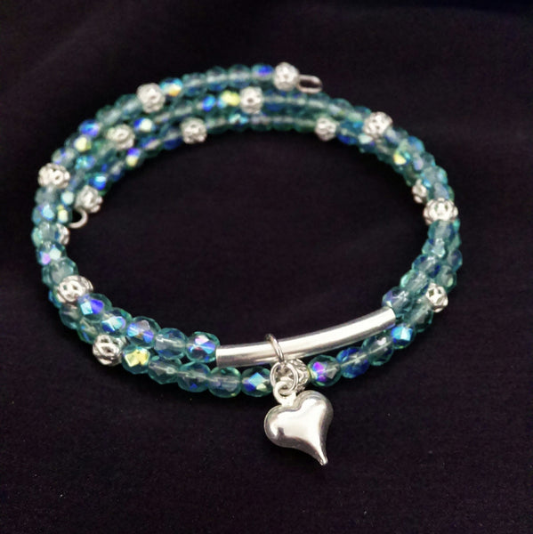 Aquamarine AB Bracelet // Glass Beaded Bracelet