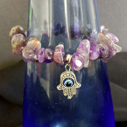 Amethyst Stretch Bracelet // Gemstone Bracelet