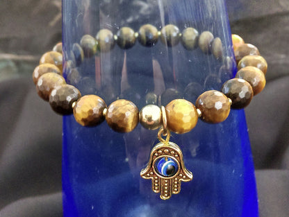 Tiger's Eye Faceted Stretch Bracelet // Gemstone Bracelet