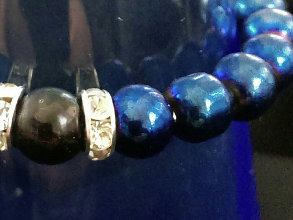 Iris Blue Stretch Bracelet // Stackable Bracelets // Glass Beaded Bracelet