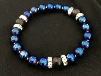 Iris Blue Stretch Bracelet // Stackable Bracelets // Glass Beaded Bracelet
