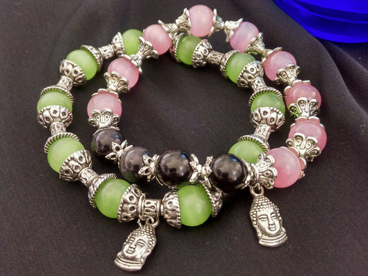 Watermelon Bracelet Set // Glass Beaded Bracelet
