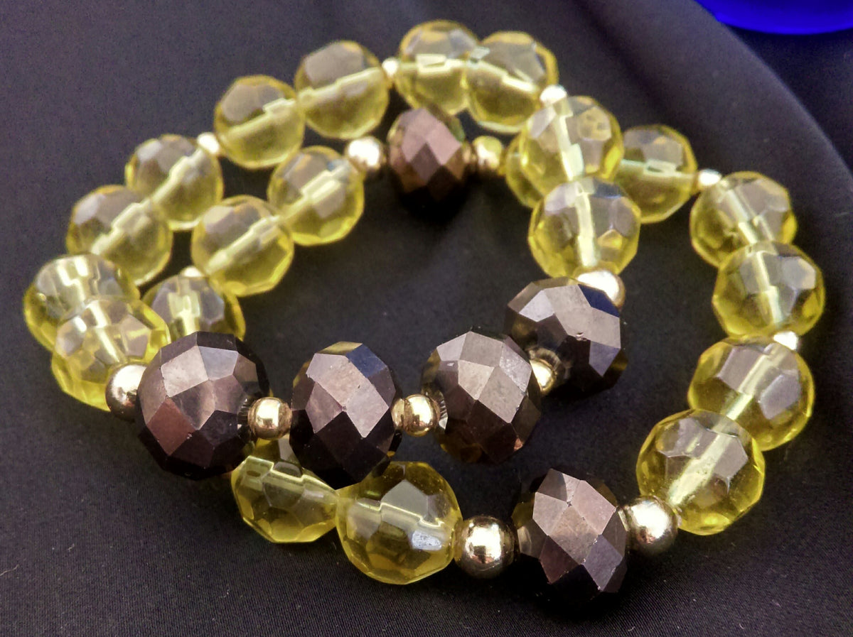 Iris Brown Stretch Bracelet Set // Glass Beaded Bracelet