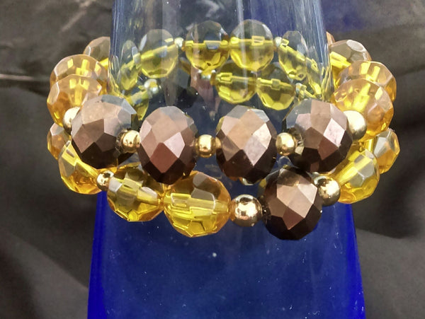 Iris Brown Stretch Bracelet Set // Glass Beaded Bracelet