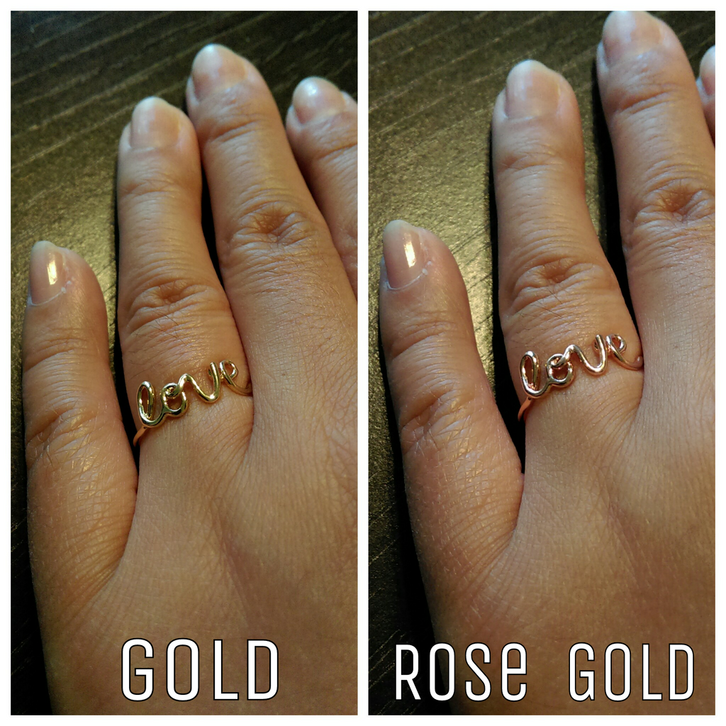 14kt gold and diamond love chain ring | Luna Skye