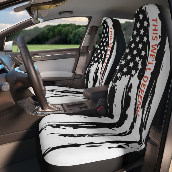 This We'll Defend Distressed US Flag Car Seat Covers
