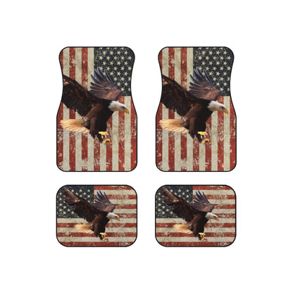 Distressed US Flag with Eagle Car Mats (Set of 4)