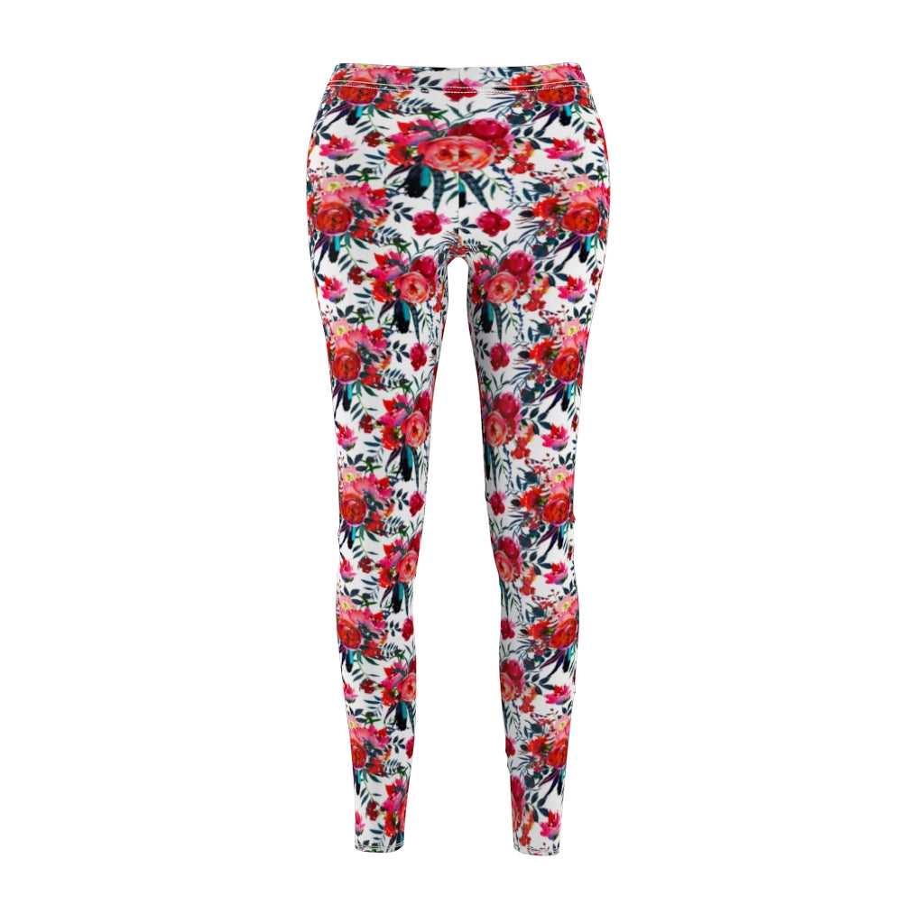 Cranberry and Navy Floral Leggings