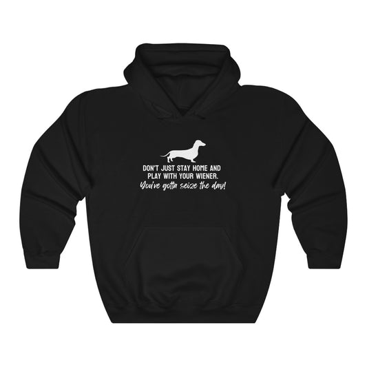 Don't just stay home and play with your wiener. You've gotta seize the day! Hoodie