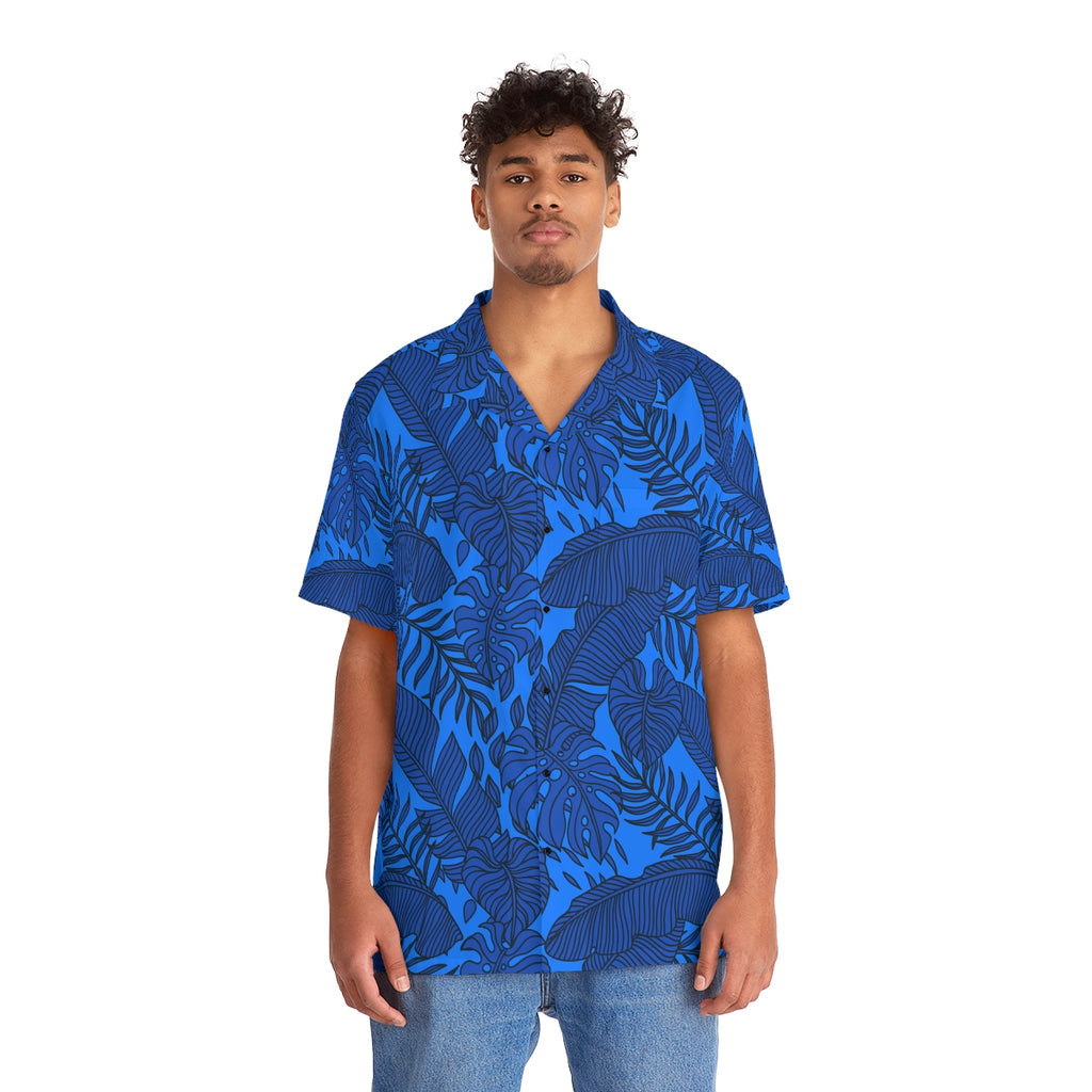 Blue Tropical Leaves Hawaiian Shirt