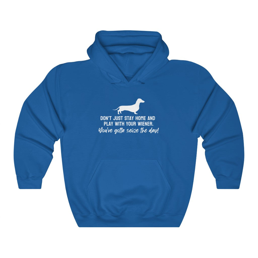 Don't just stay home and play with your wiener. You've gotta seize the day! Hoodie