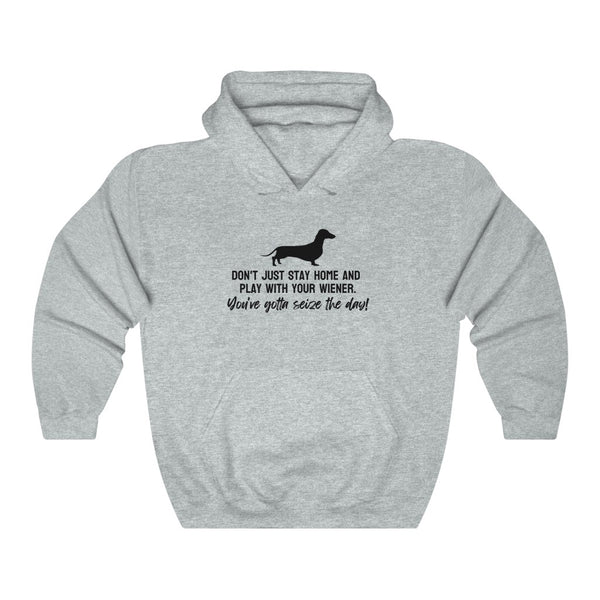Don't just stay home and play with your wiener. You've gotta seize the day! Hoodie