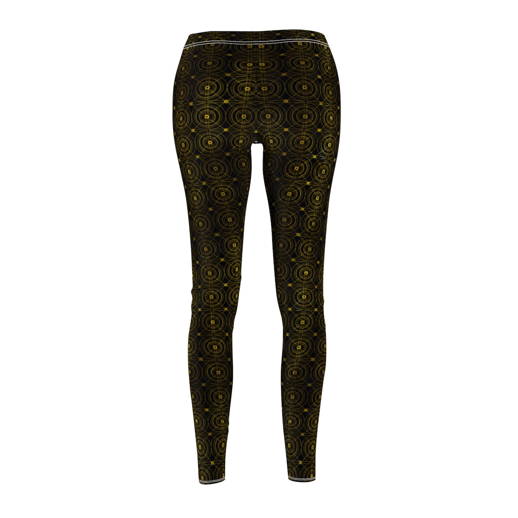 Gold Circles Black Leggings