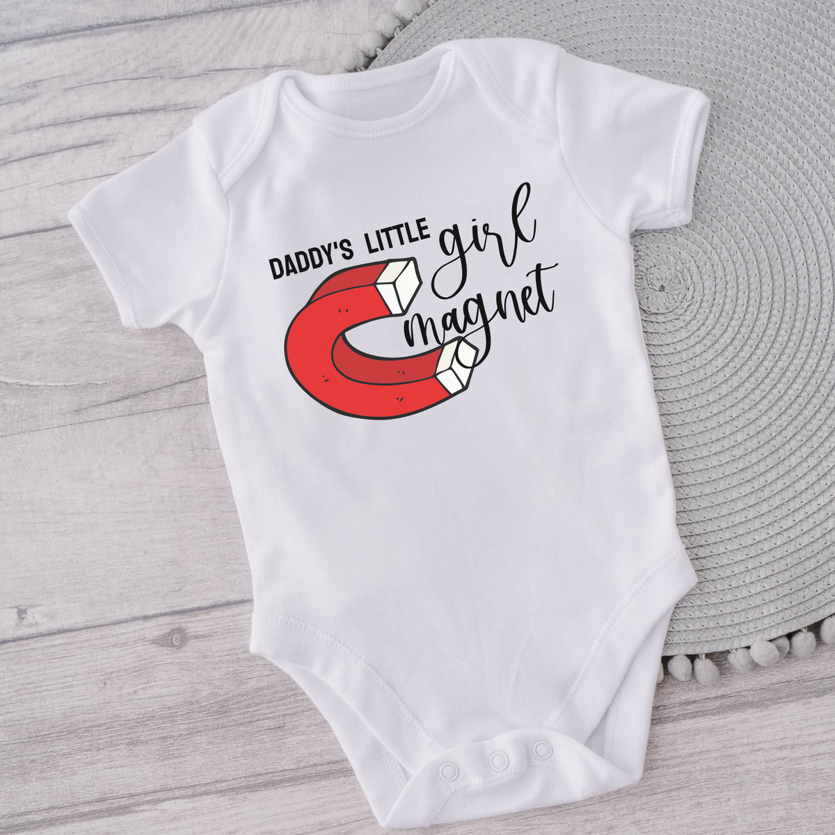 Daddy's Little Girl Magnet // Organic Baby Bodysuit
