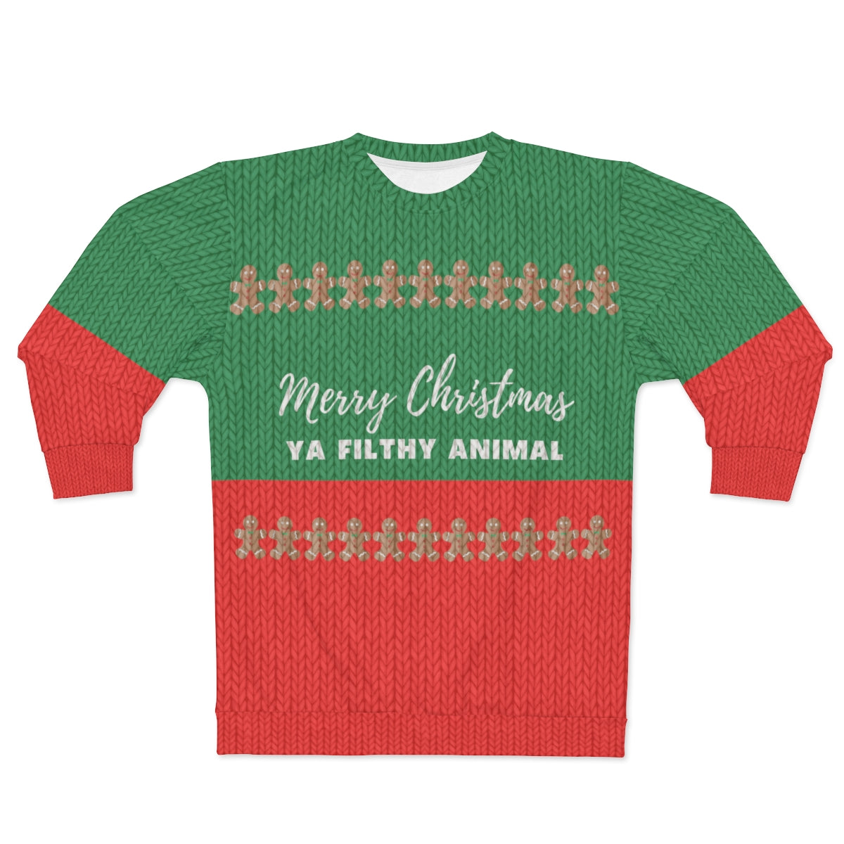 Gingerbread Man Faux Knit Sweater // Merry Christmas Ya Filthy Animal