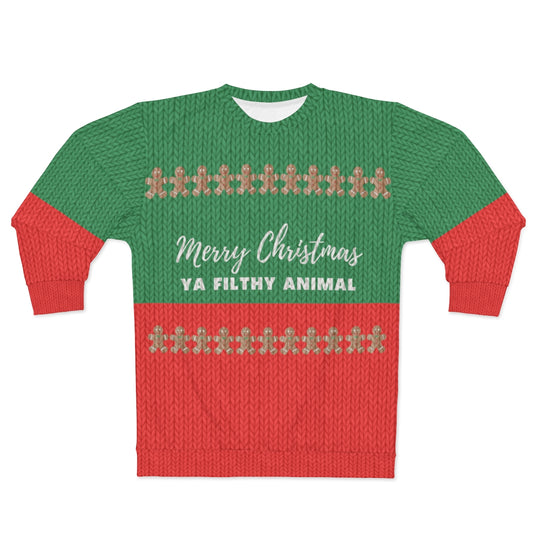 Gingerbread Man Faux Knit Sweater // Merry Christmas Ya Filthy Animal