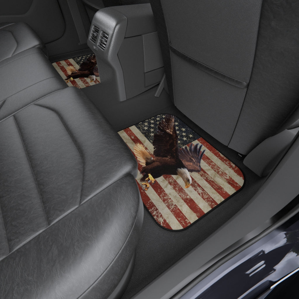 Distressed US Flag with Eagle Car Mats (Set of 4)