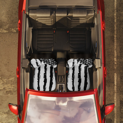 Distressed Black and White US Flag Car Seat Covers