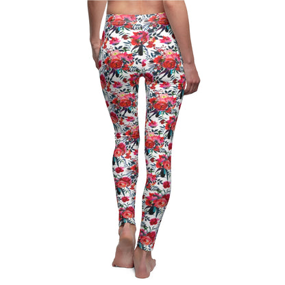 Cranberry and Navy Floral Leggings