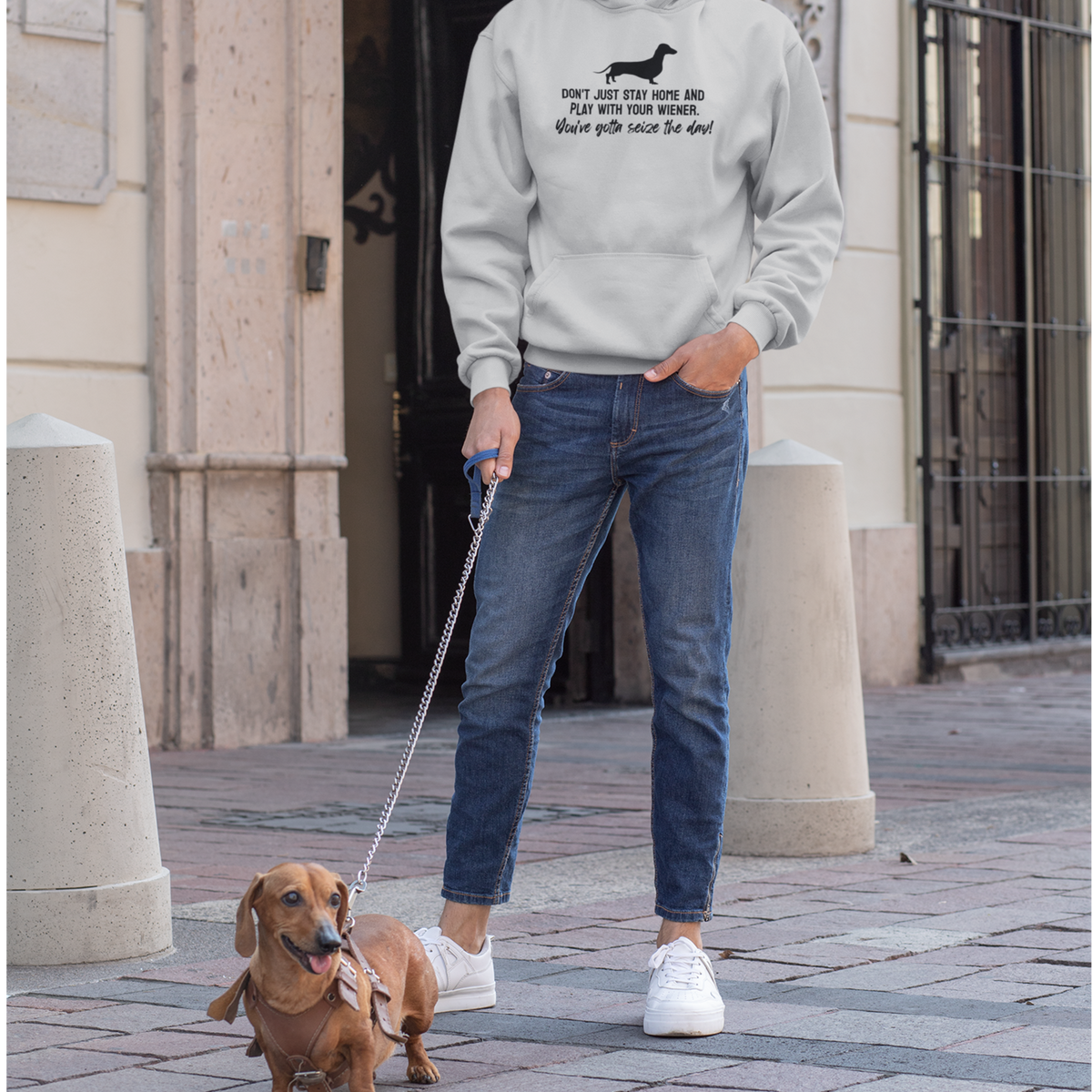 Don't just stay home and play with your wiener. You've gotta seize the day! Hoodie